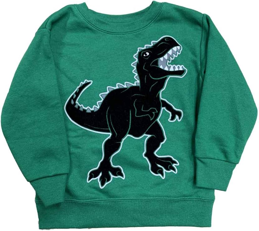 Infant & Toddler Boys Green Dinosaur T-Rex Fleece Sweatshirt Top Shirt