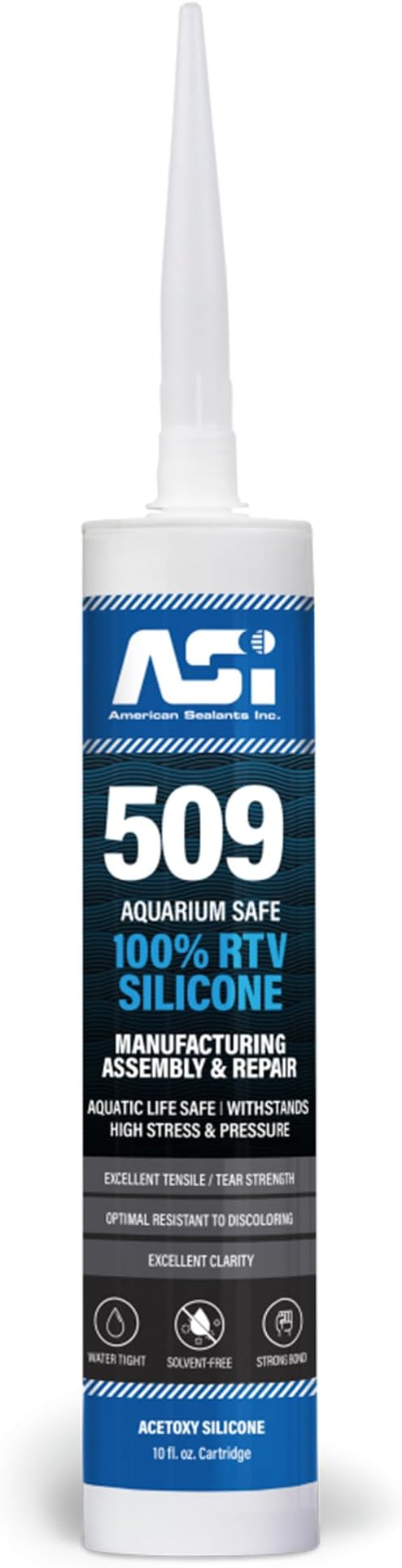 ASI Black Aquarium Silicone Sealant- 10.2 Oz Cartridge