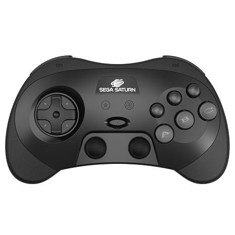 Retro-Bit SEGA Saturn PRO - 2.4GHz Wireless Controller - Black | Officially Licensed. Includes 2 Receivers for Sega Saturn, Sega Genesis Mini, Switch, PC, Mac