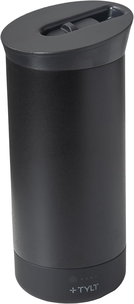 TYLT Professional Series Smart Coffee Mug 12oz Temperature Control Beverage Warmer with Wireless Fast Charging Technology USB-C Powered Multiple Temperature Settings LED Display Black