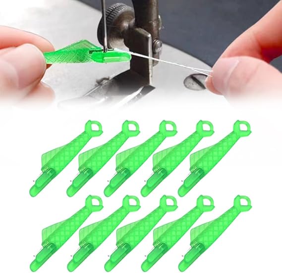 Fish Mouth Sewing Machine Needle Threader, 2024 Upgrade Quick Sewing Machine Loop Easy Selfthread Needle Threaders Tool, Automatic Sewing Needle Threader Simple Needle Threader (Green*10)