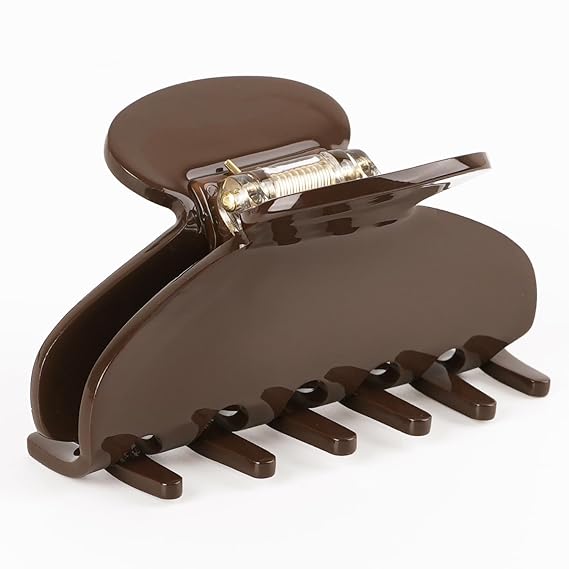 MAORULU Medium Cute Acetate Hair Claw Clips for Women Girls, 3 Inch Claw Clips for Thin & Medium Thick Hair, Durable French Banana Clip with Gift Box (Dark Brown)