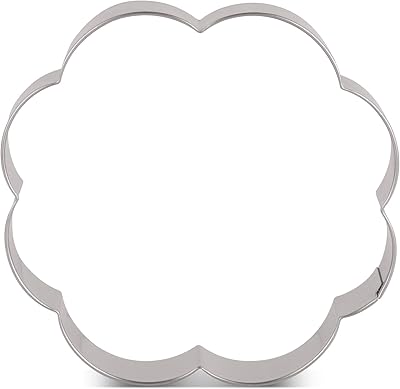 LILIAO Flower Cookie Cutter Scalloped Edge Sandwich Fondant Biscuit Cutter - 3.8 x 3.7 inch - Stainless Steel - by Janka
