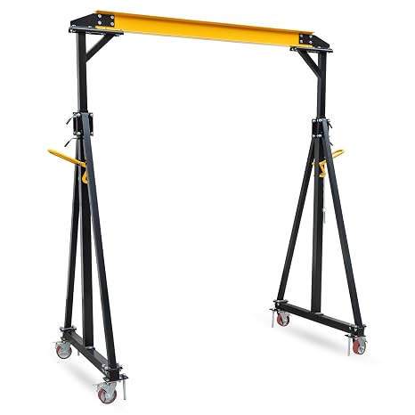 Adjustable Gantry Crane, 2 Ton Portable Lift Hoist with Height Range of 97" to 141", 4400 Lbs Load Capacity, Perfect for Factories, Construction Sites, Warehouses, and Auto Repairs