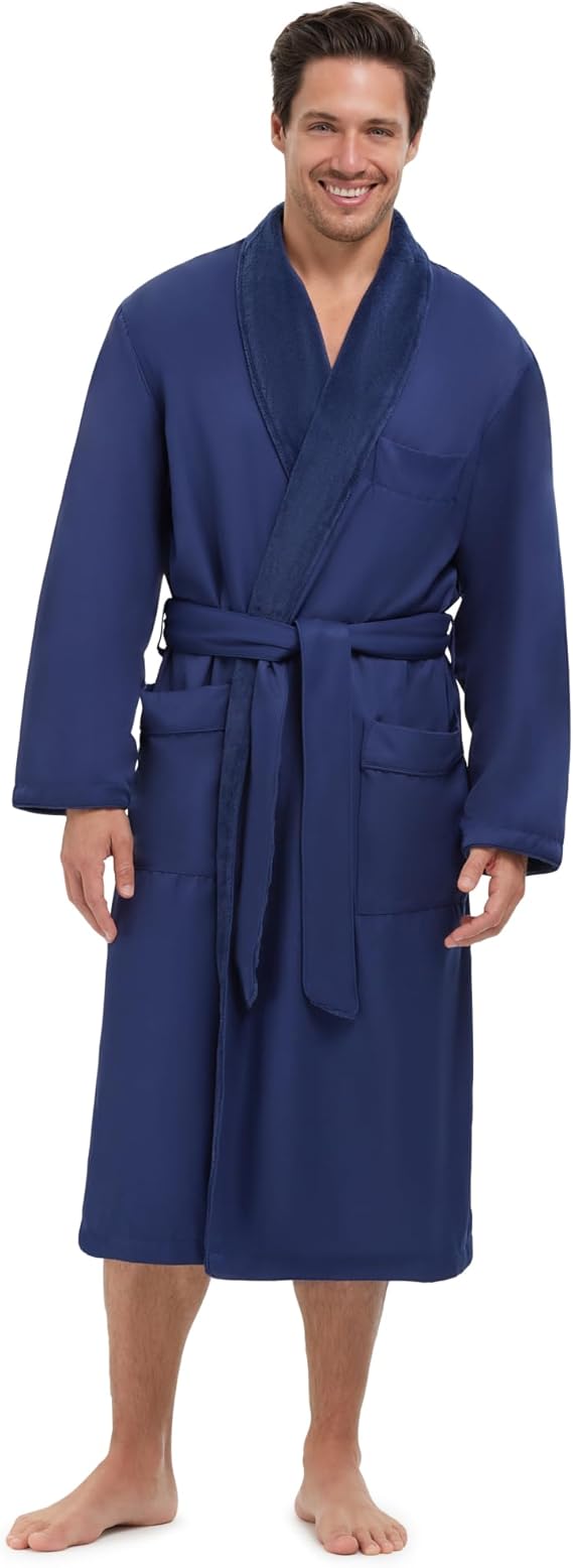 MONARCH Unisex Plush Lined Microfiber Bath Robe | Soft Shell with Polyester Lining, Resort-Grade Hotel & Spa Robe with Pocket