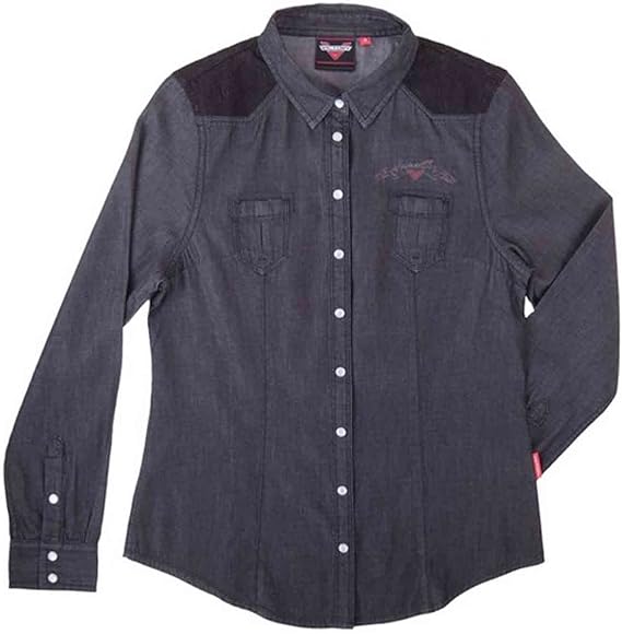 Victory Motorcycle New OEM Women's Black Chambray Shirt, Medium, 286439703