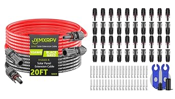 Solar Extension Cable 20Ft 10AWG and 20 Pairs Solar Connector