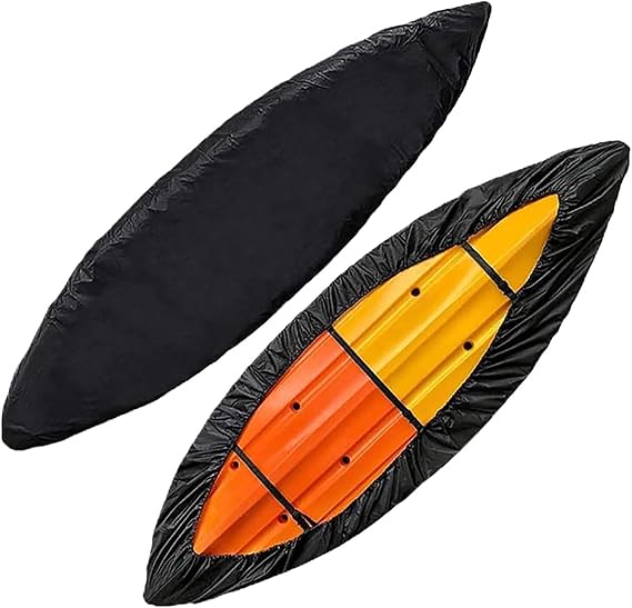 Kayak Cover for Wilderness Systems Tempest 170, Outdoor Storage All-Weather Kayak Protective Cover with Adjustable Drawstring & Buckle for Sit-On-Top & Sit-Inside Kayaks,B Black