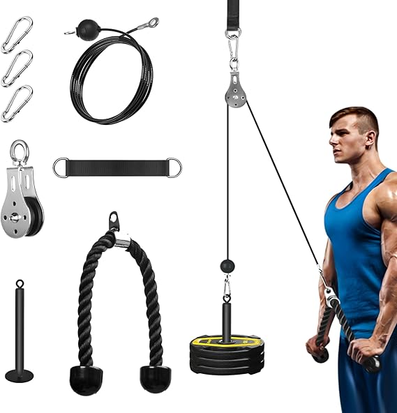 Cable Pulley System Home Gym, Lat Pull Down Pulley System Cable Machine Attachments for LAT Pull Down, Arm Back Shoulder Workout