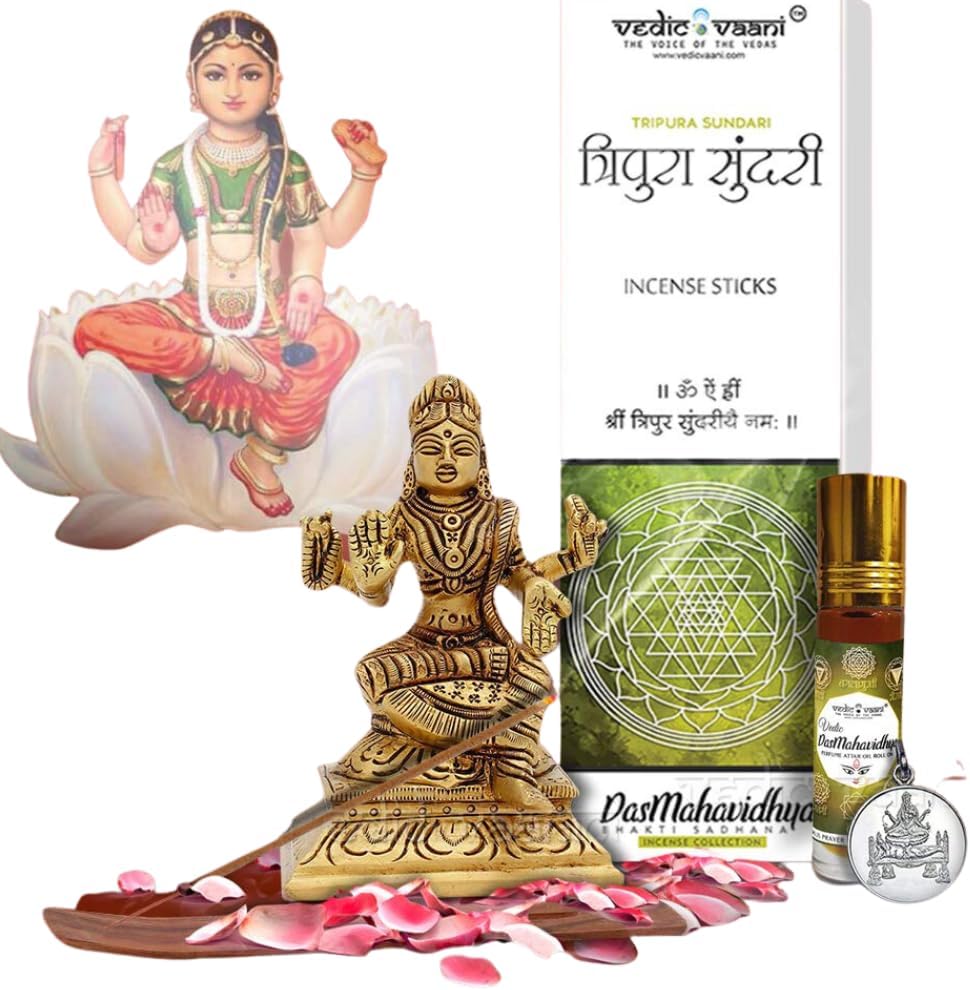 Vedic Vaani Goddess Sri Bala Tripura Sundari Divine Holy Blessing Idol Statue in Brass with Fine Finishing