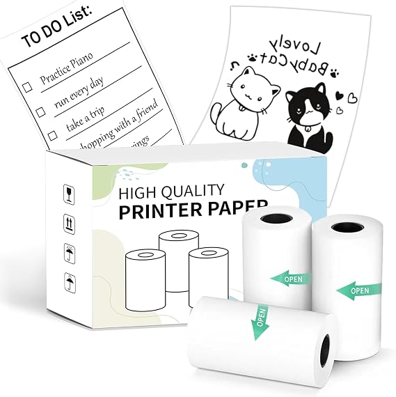 Self-Adhesive Thermal Label Roll,57mmx2.8m Mini Printer Papers | Sticker Paper Thermal Printing Labels Compatible with D20, D21, S1 Mini Label Printers, 3 Rolls