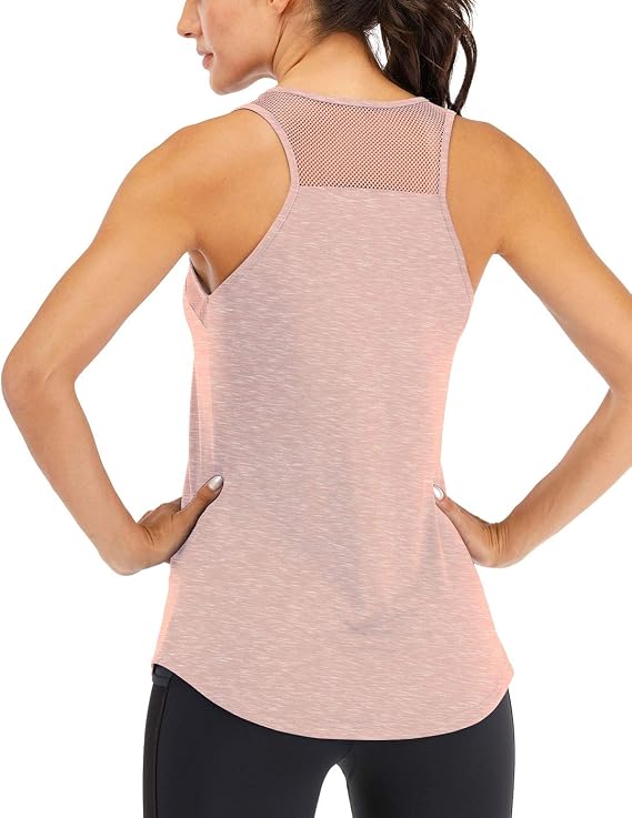 Fihapyli ICTIVE Workout Tank Tops for Women Breathable Mesh Racerback Muscle Tank Backless Running Shirts
