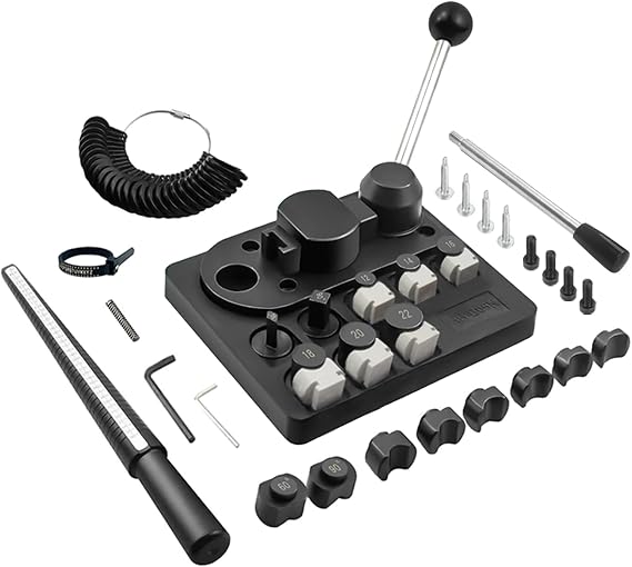 HAADID Ring Bending Tool with Nylon Dies, Spoon Rings Jewelry Kit | Bends soft metal bands and spoon rings with nylon dies, 12-22 mm sizes, and 60/90 degree posts.