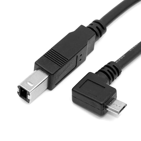 JSER 30cm Right Angled 90 Degree Micro USB OTG to Standard B Type Printer Scanner Hard Disk Cable