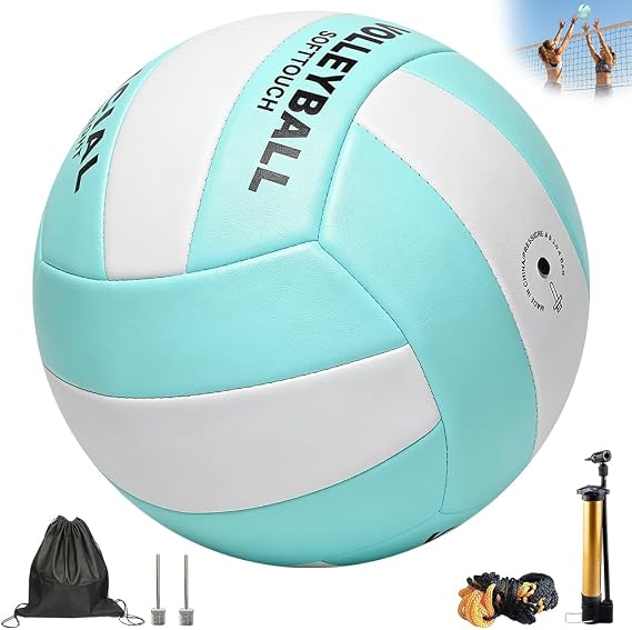 Volleyball Official Size 5 ,Beach Volleyball , Soft Waterproof Volleyball with Pump, Sand Sports PU Ball for Indoor, Outdoor, Pool, Gym, Training, Synthetic Leather with Needle Adapter and Mesh Bag