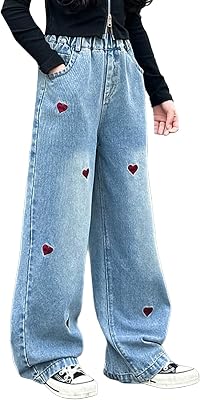 Girls Jeans Cute Straight Wide Leg Baggy Denim Pants Trendy High Waisted Casual Trousers 2025 Fall Fashion Y2k Streetwear