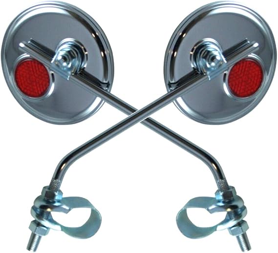 2x Bicycle Mirror Vintage Rear Mirror Diameter 75 mm Chrome Round Handlebar Diameter 22 mm Left Right Road Bike Custom MTB