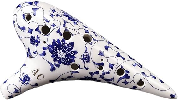 Ocarina 12-Hole Alto C-Tone Ocarina Blue and White Ocarina Smoked 12-Hole AC Ocarina for Beginners to Play