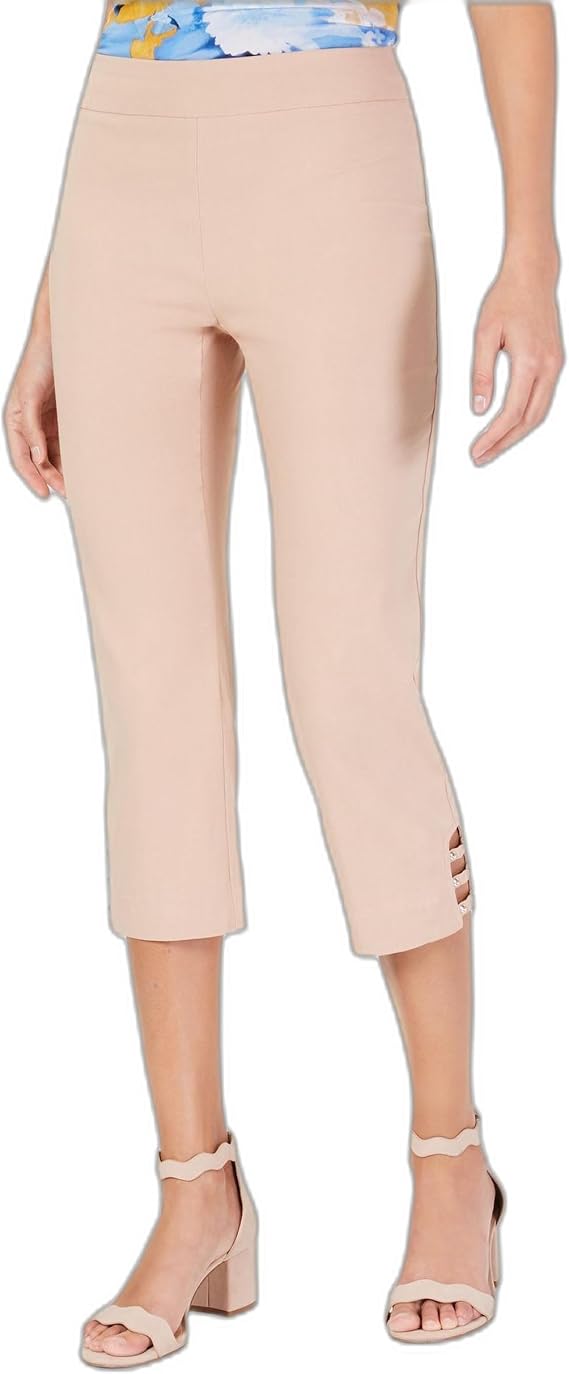Pull On Lattice Inset Capri Pants
