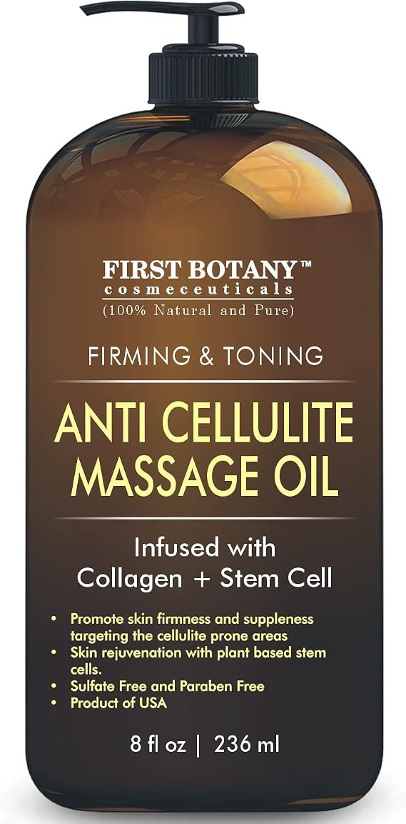Anti-Cellulite Massage Oil with Collagen & Stem Cells, 8 fl oz