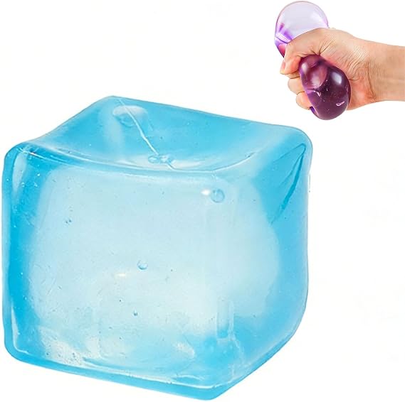 Stress Cube Sensory Squeeze Toy Super Solid Squish Squishy Cube Square Stress Balls for Adults, Fidget Toy for Anxiety Relief, Squishy Balls for Classroom Prizes Party Favors-Blue
