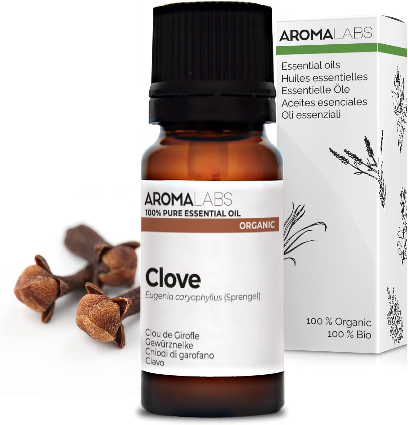 BIO - Clove Essential Oil - 10mL - 100% Pure, Natural, Chemotyped and AB Certified - AROMA LABS French Brand