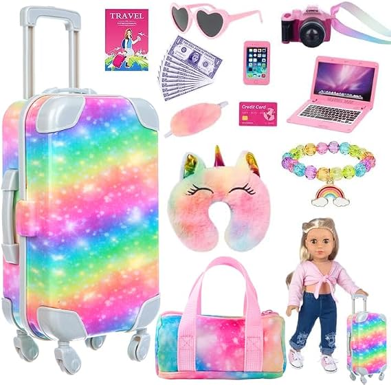 ZITA ELEMENT 23 PCS 18 Inch Girl Doll Accessories Suitcase Luggage Travel