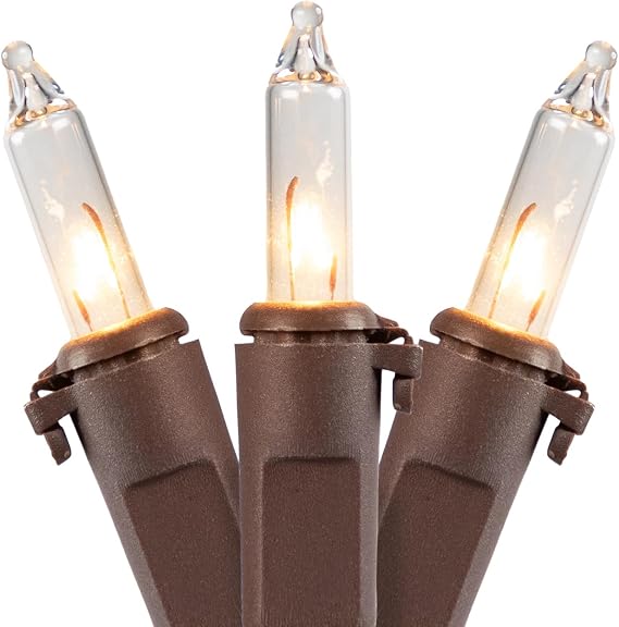 Northlight Mini Incandescent Christmas Lights - Clear - 4' Brown Wire - 10ct