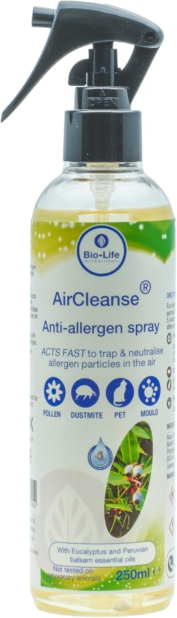 AirCleanse Anti-allergen Spray - Traps and neutralises pet, Pollen, dust mite and Mould allergens in the air - 250 ml