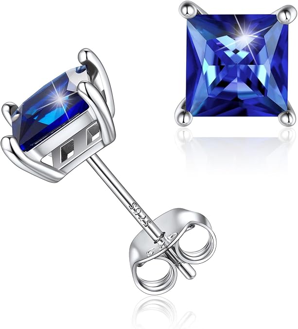 ChicSilver 925 Sterling Silver Earrings Sparkling Heart/Round/Princess Cut Birthstone Earrings for Women Birthday Jewelry with Gift Box