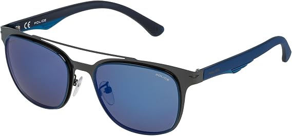 Police Blackbird Light 1 Blue Aviator Unisex Sunglasses SPL356 K53B 53