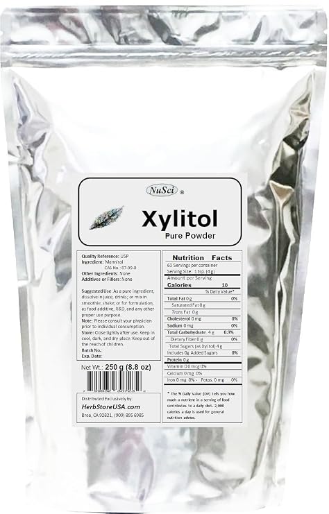 NuSci Xylitol Powder Pure Form an alternative to sugar (250 grams (8.8 oz))