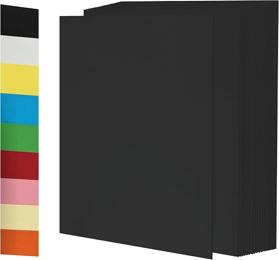 50Sheets 65 lb /180 GSM Black Paper Premium Heavy-Weight Paper for Crafts, DIY Projects, Scrapbooking, Handmade Cards, Printing, and More Vibrant Colors