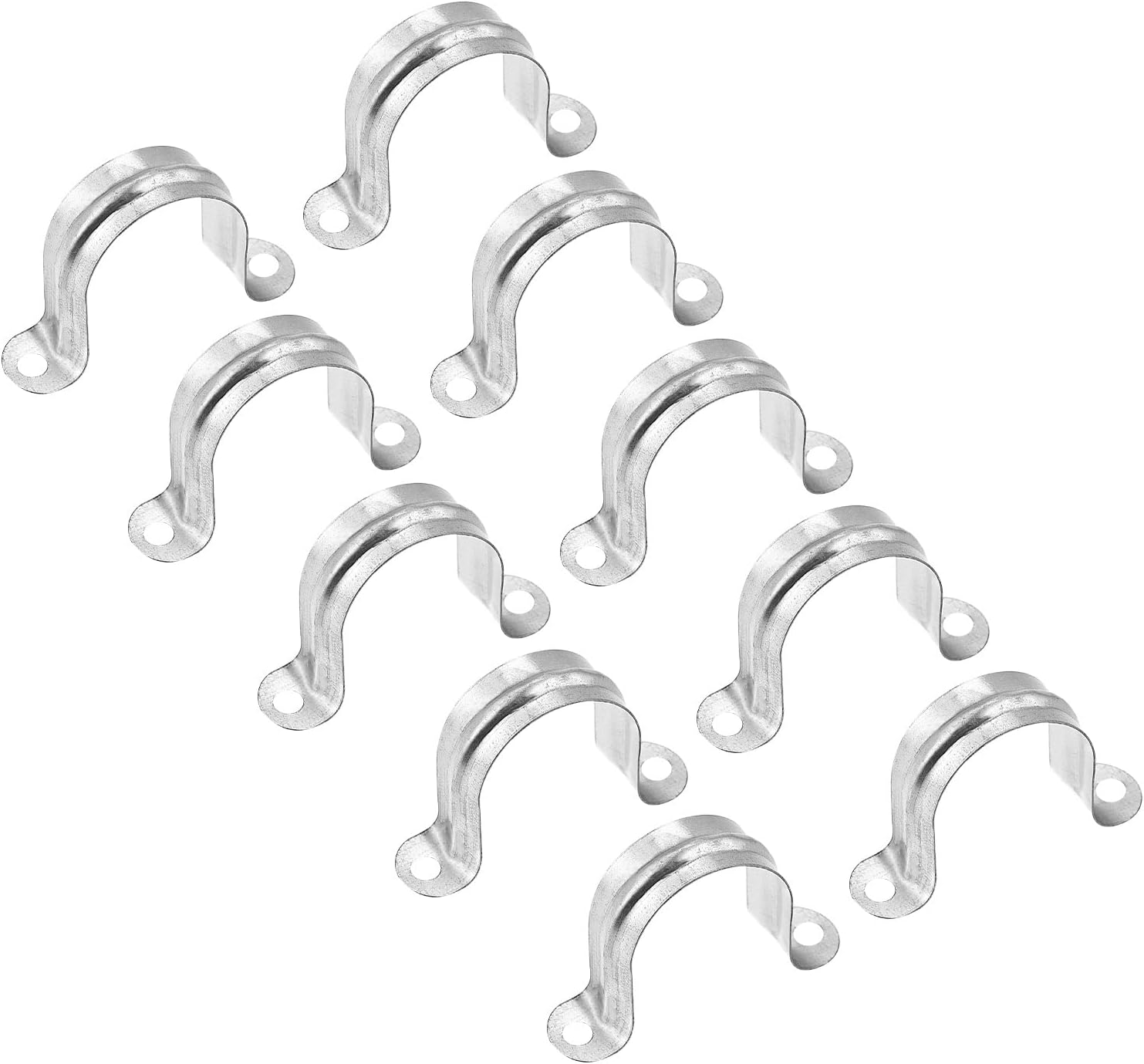 uxcell Rigid Pipe Strap, 16pcs 1 14 Inch 32mm Two Hole Strap U Bracket Zinc Plated Steel Tension Tube Clip Clamp for Pipe Fixing