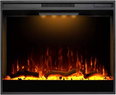 Electric Fireplace, 30 Inches Recessed Electric Fireplace Insert, Remote Control Fireplace Insert with Overheat Protection, Electric Fireplace Heater with Adjustable Light