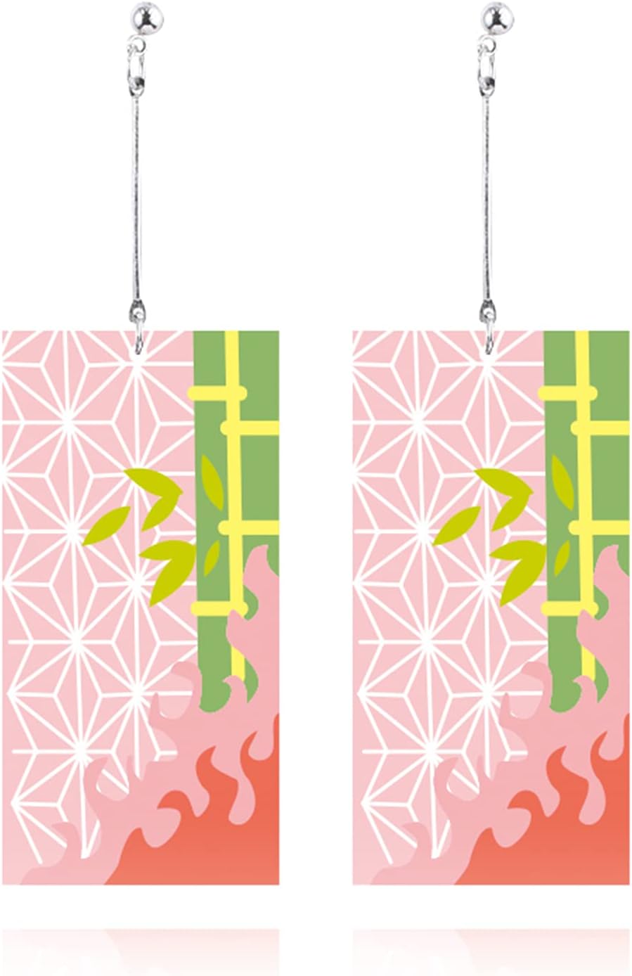 Tanjiro Earrings Hanafuda Earrings Tanjiro Cosplay Anime Earrings Demon Slayer Fashion Earring for Party Cosplay, Nezuko