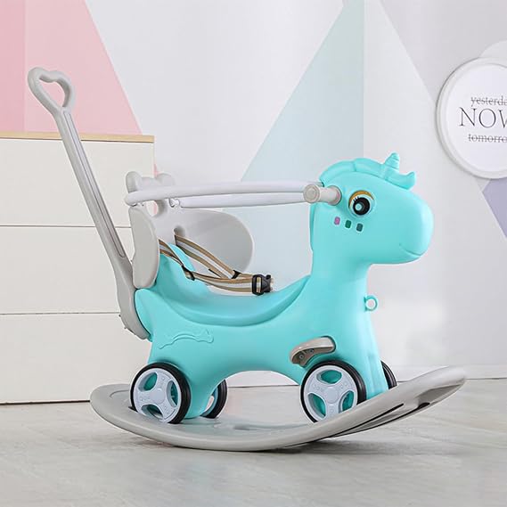 4 in 1 Rocking Horse for Toddlers 1.5-3Years, Baby Ride on Toy with Detachable Balance Board,Footrest and 4 Smooth Wheels, HDPE Material and 40 Swinging,Balance Bike