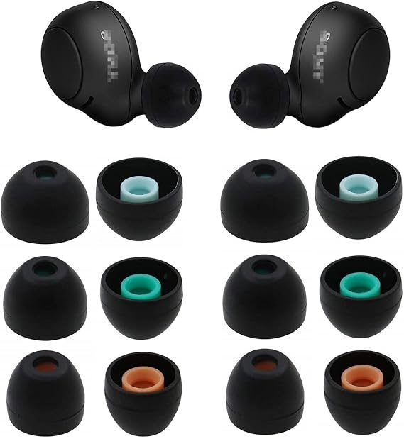Ear Tips Replacement for Sony Earbuds WF WI MDR Series Silicone Earbuds Eartips Compatible with Sony in-Ear Earphone WF-1000XM4 WF-SP800N WF-1000XM3 MDR-XB50AP WI-C310 C200, S/M/L 6 Pairs Black