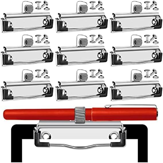 14 Pack Mountable Clipboard Clips with Pen Holder Clipboard Clips Hardware Clipboard Clamp Hardware for Office School