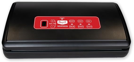 The Harvest Company Vacuum Food Sealer, Powerful 230 Watt Suction, Seals Up to 11" Wide Bags with a 5mm Heat Bar, Digital Display with Touchpad
