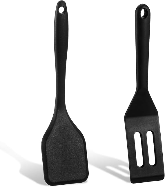 Mini Spatula Silicone Spatula Small Spatula Silicone Spatula Small Silicone Cooking Spoon Heat Resistant Silicone Slotted Spatula for Kitchen Flip Roasting Mixing Draining Pack of 2
