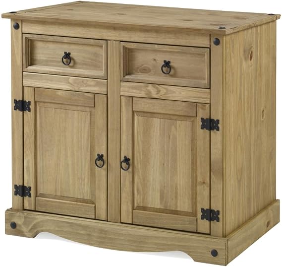 Furniture Dash Solid Wood Sideboard Buffet 35.8" W, 16.9" D, 31.6" H - Wooden Storage Cabinet, Cupboard Console Table, Ideal for Living Room, Kitchen Island, Dining Room