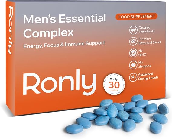 RONLY Men’s Daily Power 100mg – 30 Blue Tablets for Men | Strong Effect Ginseng & Zinc Formula | Energy, Stamina & Enhanced Vitality Support | Natural Herbal Supplement for Men | UK Made