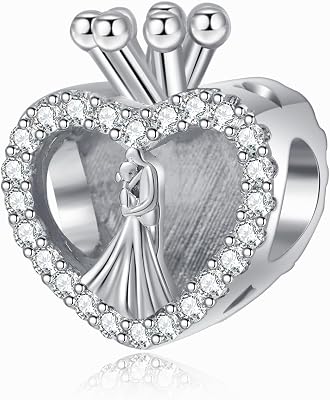 MiWangLing Just Married Heart Charm Kissing Couple Bead for Pandora Bracelet Wedding Gift