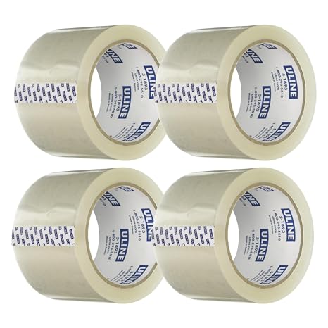 ULINE S-1893 Industrial Plus Tape - 2.6 Mil, 3" x 55 yds, Clear (Pack of 4)