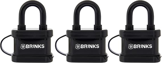 Brinks 40mm Laminated Steel Weather Resistant Padlock, 3-Pack