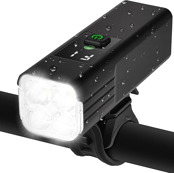 USB Rechargeable 1800 Lumens Bike Light,4000mAh Battery with Power Bank Function,5 Light Modes Waterproof Bicycle Lights for Road, Mountain, Cycling