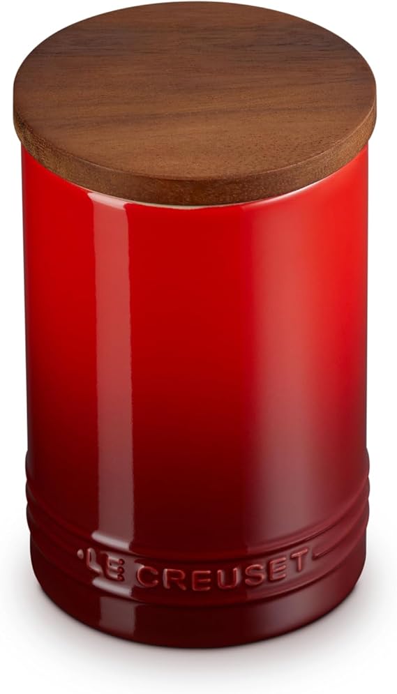 Le Creuset Stoneware Salt Cellar and Storage Canister, 26 oz., Cerise
