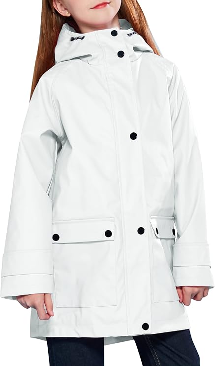 maoo garden Girls Rain Jackets Kids Waterproof Raincoat Lightweight Floral Lining Spring Windbreaker