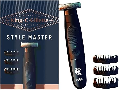 Gillette King C. Gillette Style Master Beard Trimmer for Men with 1 Interchangeable 4D Blade and 3 Interchangeable Comb Attachments Gift Men